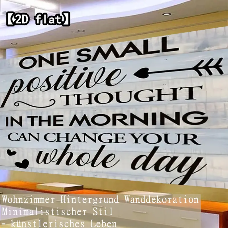 【2D flat】Positive thinking in the morning changes your whole day. 1 piece frameless canvas wall art - for living room, kitchen, office, dining room - home decor, office artwork, vibrant art, durable art, interior designers