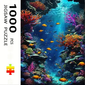 1000 Piece Coral and Fish Puzzle, Large Adult Family Interactive Toy, DIY Home Decor Brain Challenge, Festive Scene, Durable Puzzle