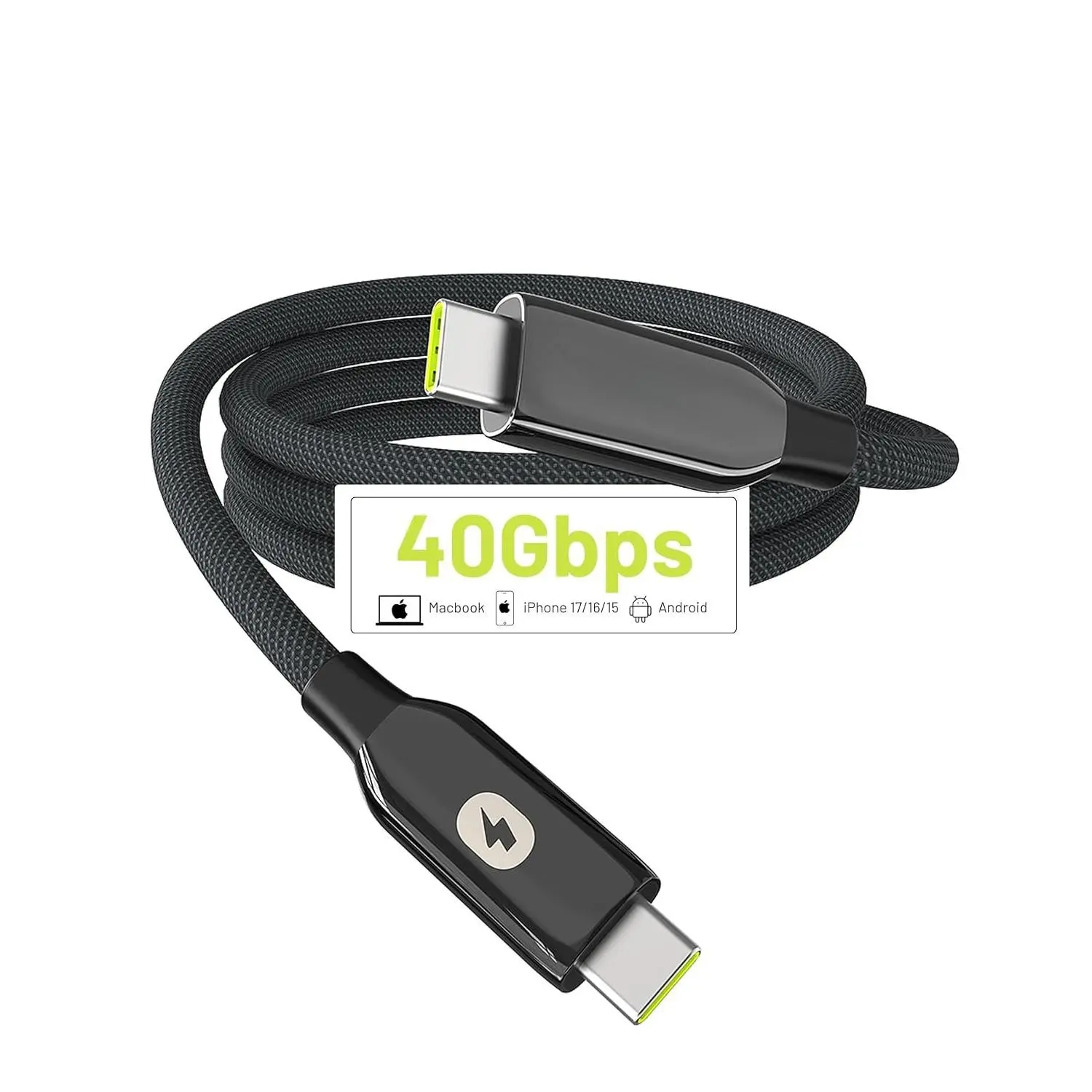 240W USB C to USB C  (3FT/Braided), USB 4 , 40Gbps Data Sync, 8K  Display, USB-IF Certified, Thunderbolt 4/3 Compatible, for  17/16,  S25/S24, Tablets, Laptop,