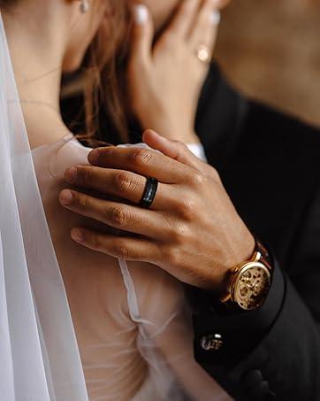 Cool 4 Pcs Black Durable Wedding Band Stylish Stainless Steel Rings for Men Women Fashionable Simple Sturdy Fidget Ring Smooth Surface Comfortable To Wear Engagement Promise Wedding Rings for Multiple Occasions Christmas Gift