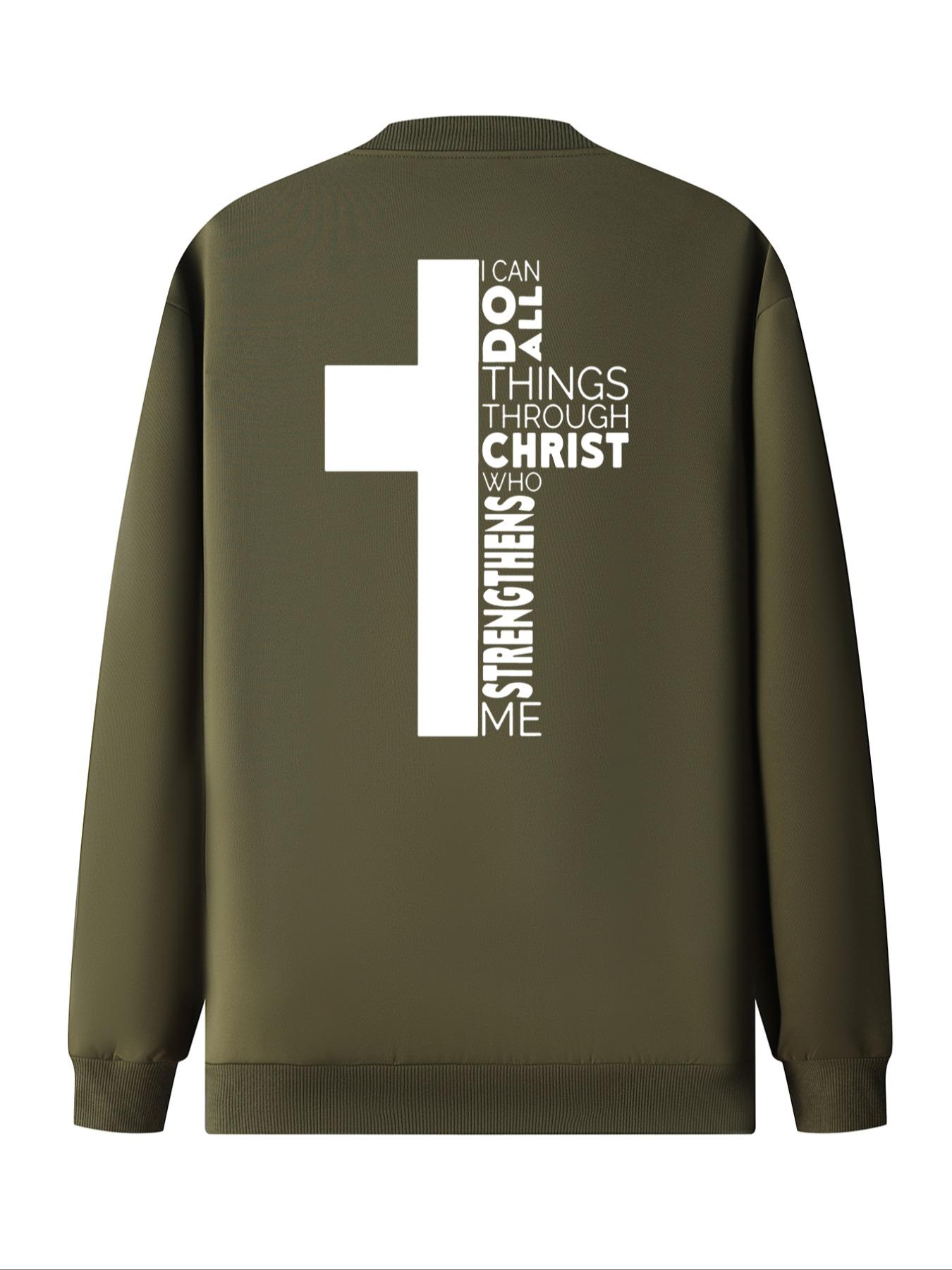 Men's Letter & Cross Print Zip Up Baseball Collar Jacket, Regular Fit Casual Long Sleeve Pocket Outerwear for Daily Wear, Men's Clothes for All Seasons