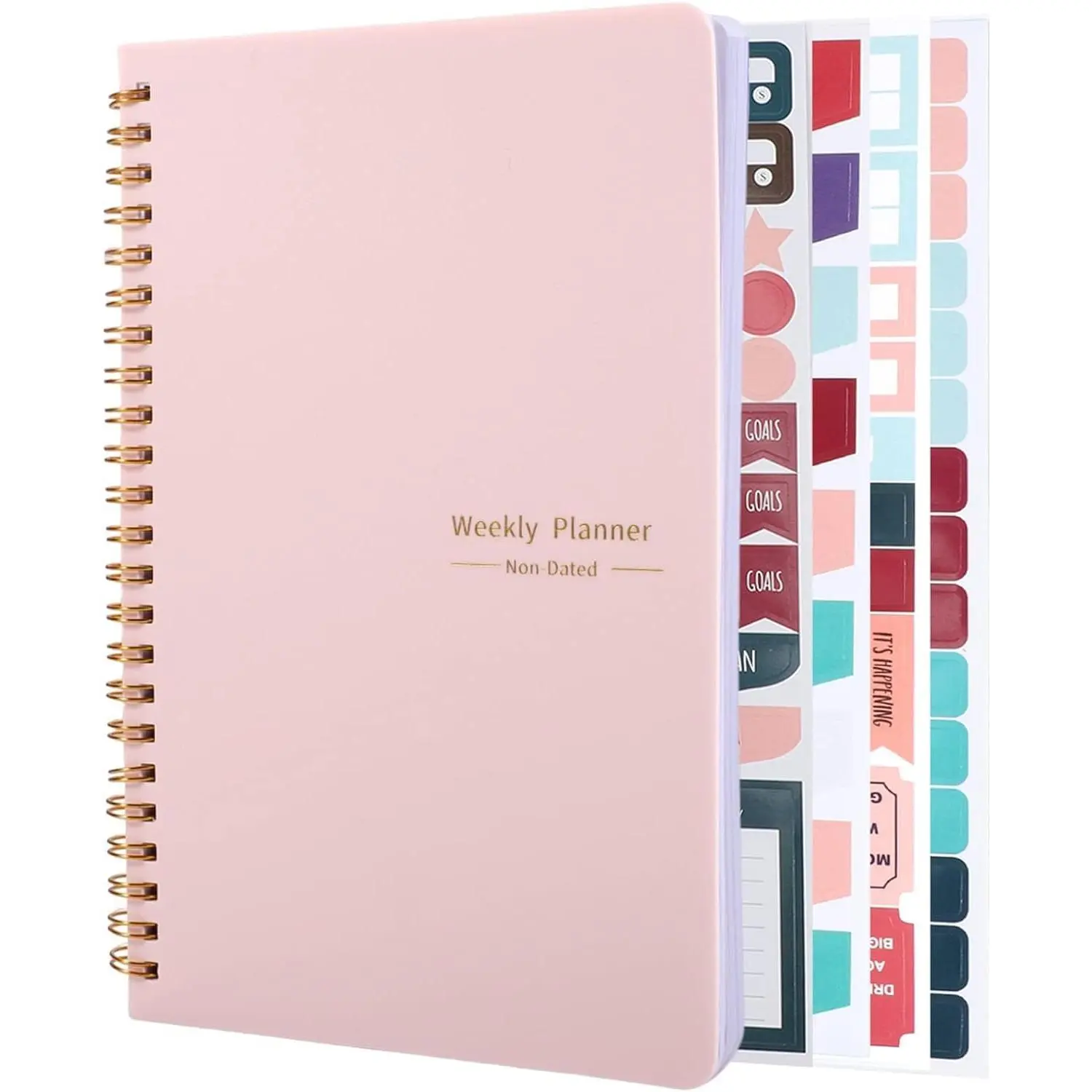 A5 Weekly Undated Planner Notebook for Women - Spiral Bound, Includes Stickers, College School Supplies, Ideal for Work, Office, Student Gifts (School Supplies College)