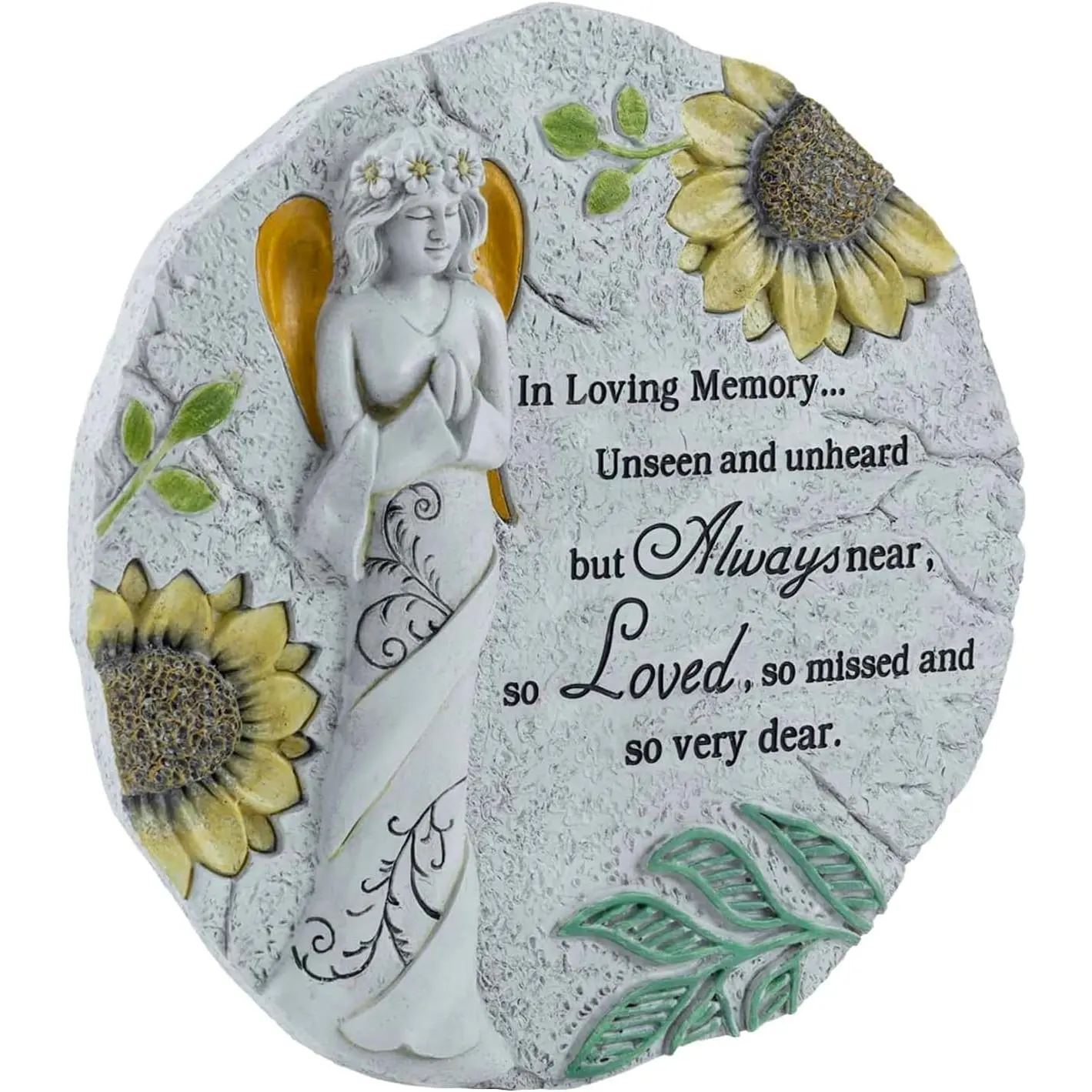 9 Inch  Memorial Stepping Stone, Angel Prayer Garden Plaque, Sympathy Bereavement Gifts for Loss of Loved , Outdoor Remembrance Stone