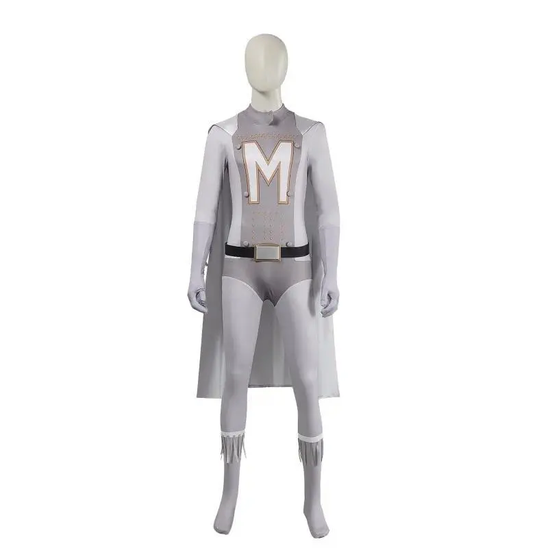 Movie Megamind Metro Man Jumpsuit with Cloak Cosplay Costume Halloween Masquerade Carnival Party Performance Outfits for Men