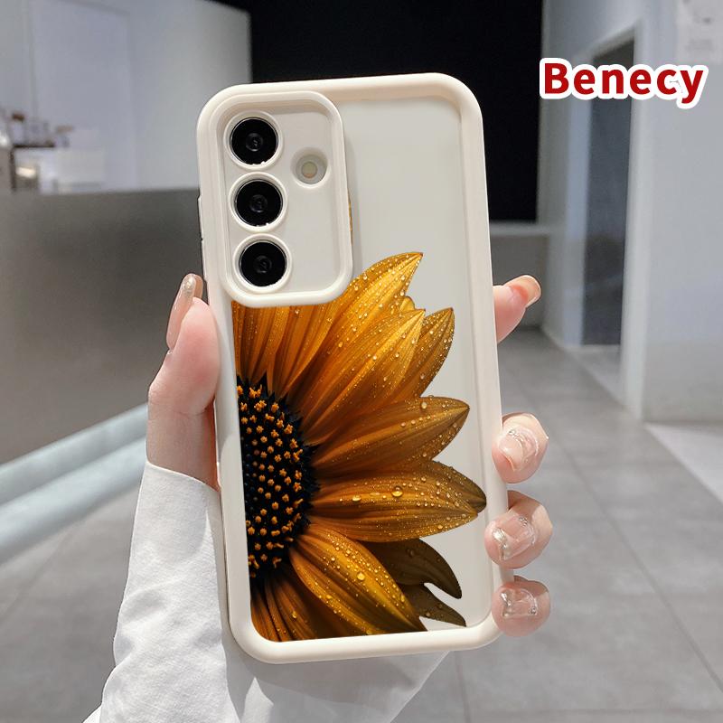 Phone Case Compatible with Samsung Galaxy S26 S23 Ultra S24 Plus S25 S22 Sunflower with Dew Full Body Protection Shockproof Soft Silicone Cover