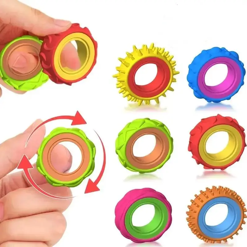 Rotating  Ring Sensory Finger Spinner Anti- Stress Relief Toys for  ADHD Autism Quiet Classroom Prizes  relieve kawaii soft squeeze creative holiday kid teen addictive