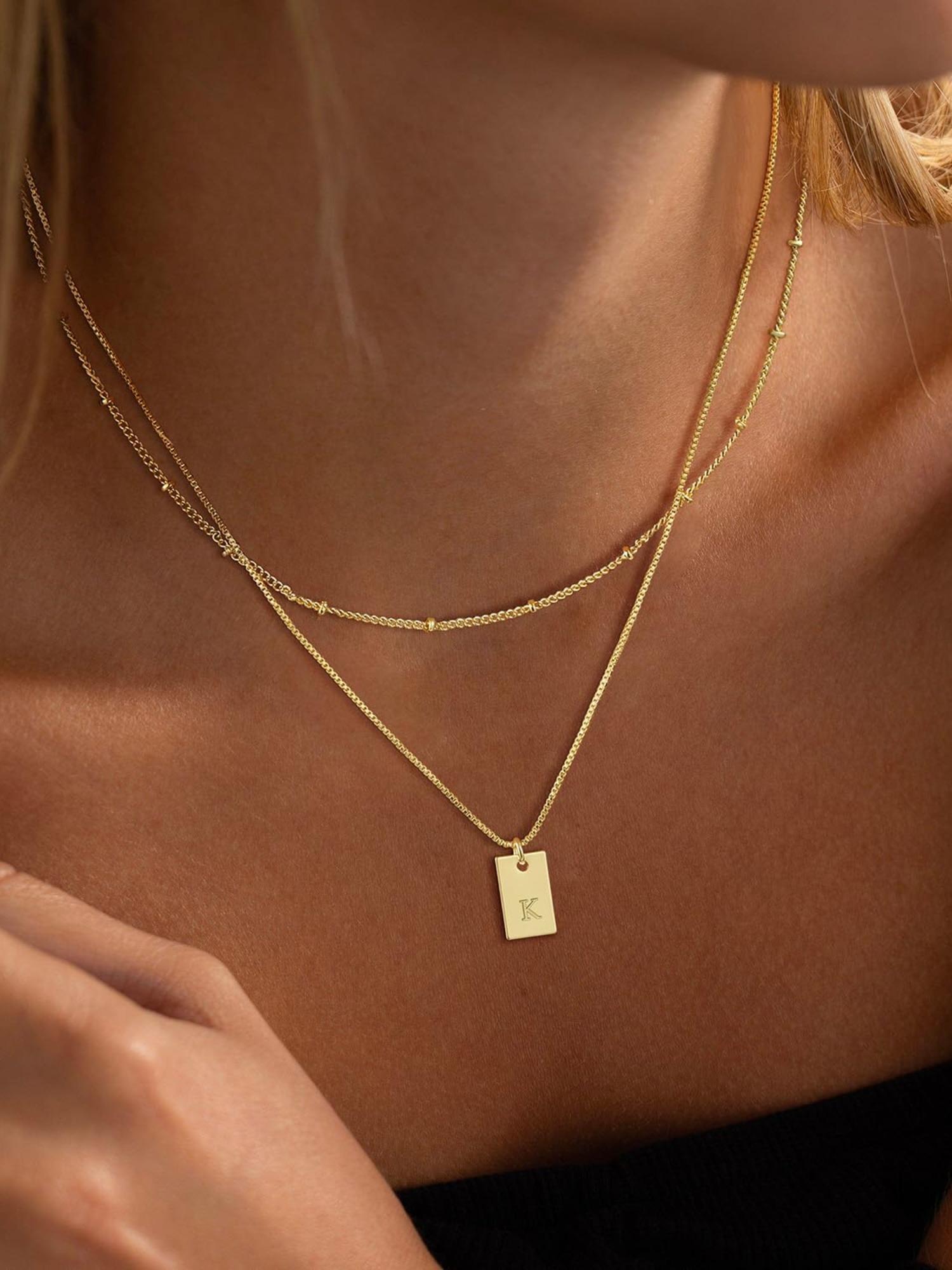 Layered Necklace, Initials Necklace, Fashionable Letter Pattern Decor Pendant Necklace for Women & Girls, Fashion Jewelry for Party, Daily Decor, Trendy All-match & for Birthday Gift