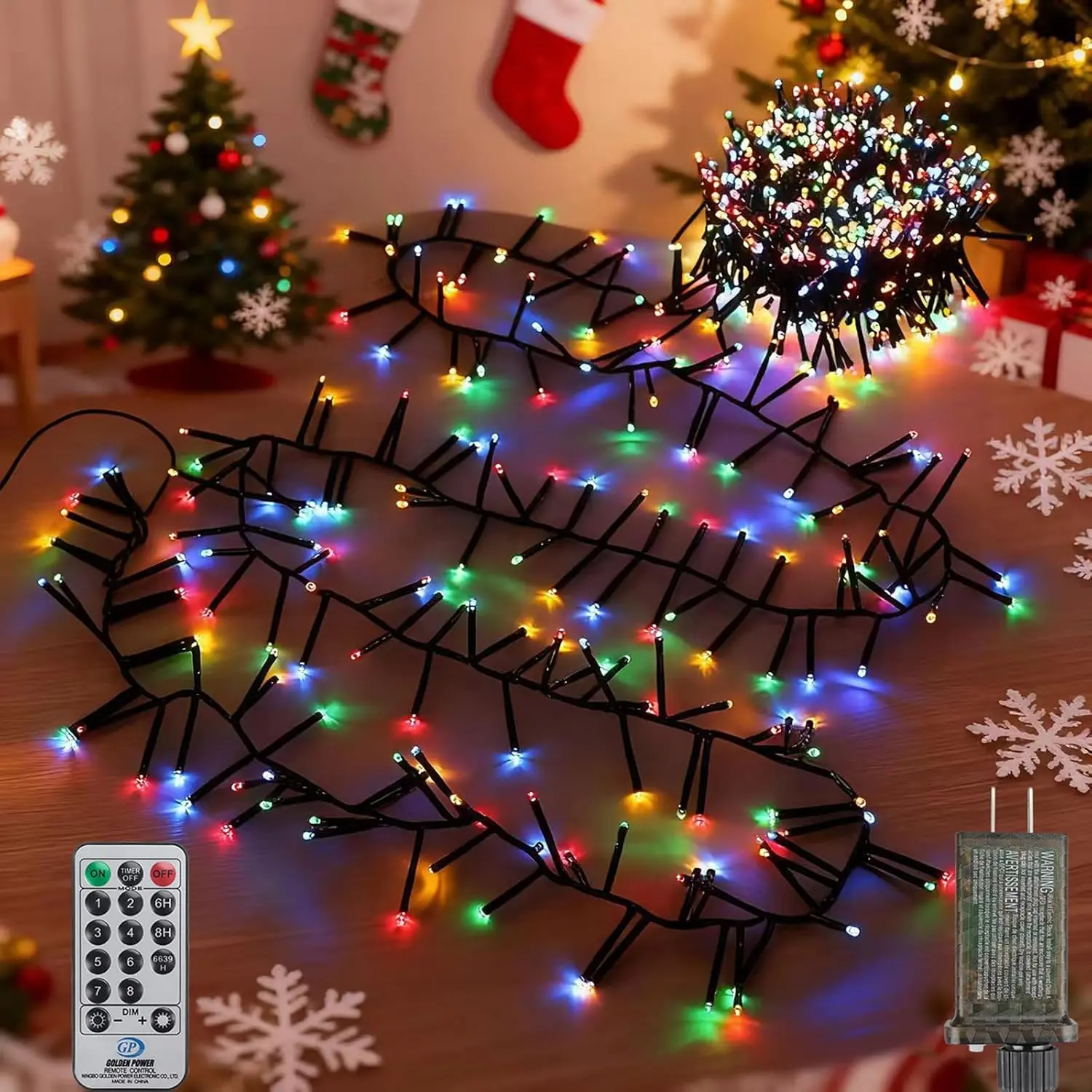 Christmas Cluster Lights Plug-in 52FT 800LEDs String Lights Indoor Outdoor | Firecrackers String Lights Indoor,8 Modes Timer  Twinkle Fairy Lights for Christmas Tree Garland Party Decoration