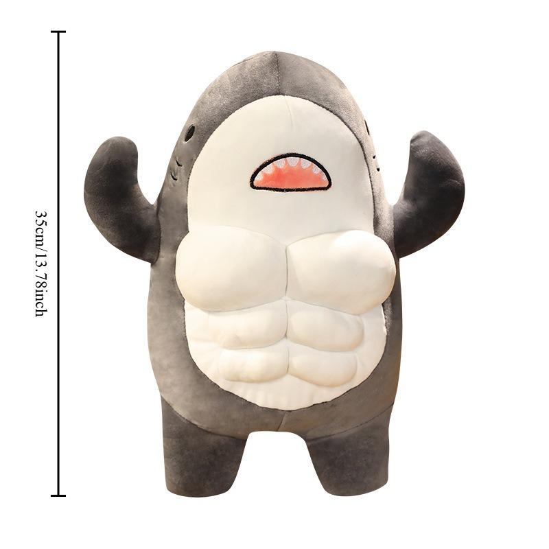 2026 New Muscle Shark Plush Toy |     Unique and trendy decorative style |     Soft plush material (durable texture) sleeping companion doll + desktop decoration + fitness-themed gift weighted rare stuffed animals Cartoon Gorilla Backpack Whale Kawaii
