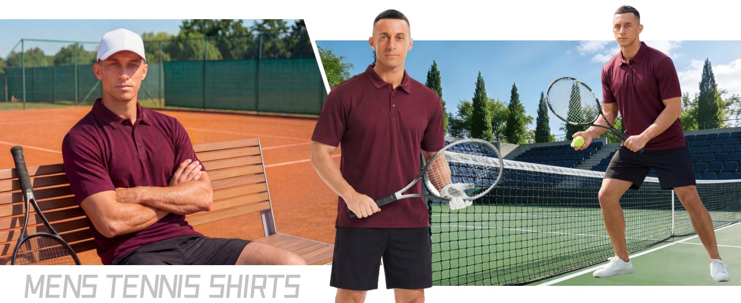 Men's Polo Shirts Golf Short Sleeve Dry Fit Moisture Wicking Performance Collared Polos Athletic Casual Work Shirt