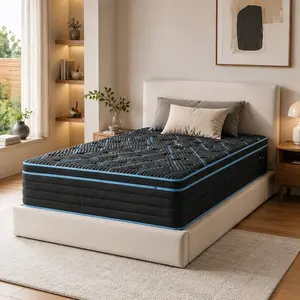 ARCH Furniture 10-Inch Twin Size Hybrid Mattress - Memory Foam, Individually Pocketed Springs, Medium Firm, Breathable Knit Cover, CertiPUR-US Certified, Black+Blue