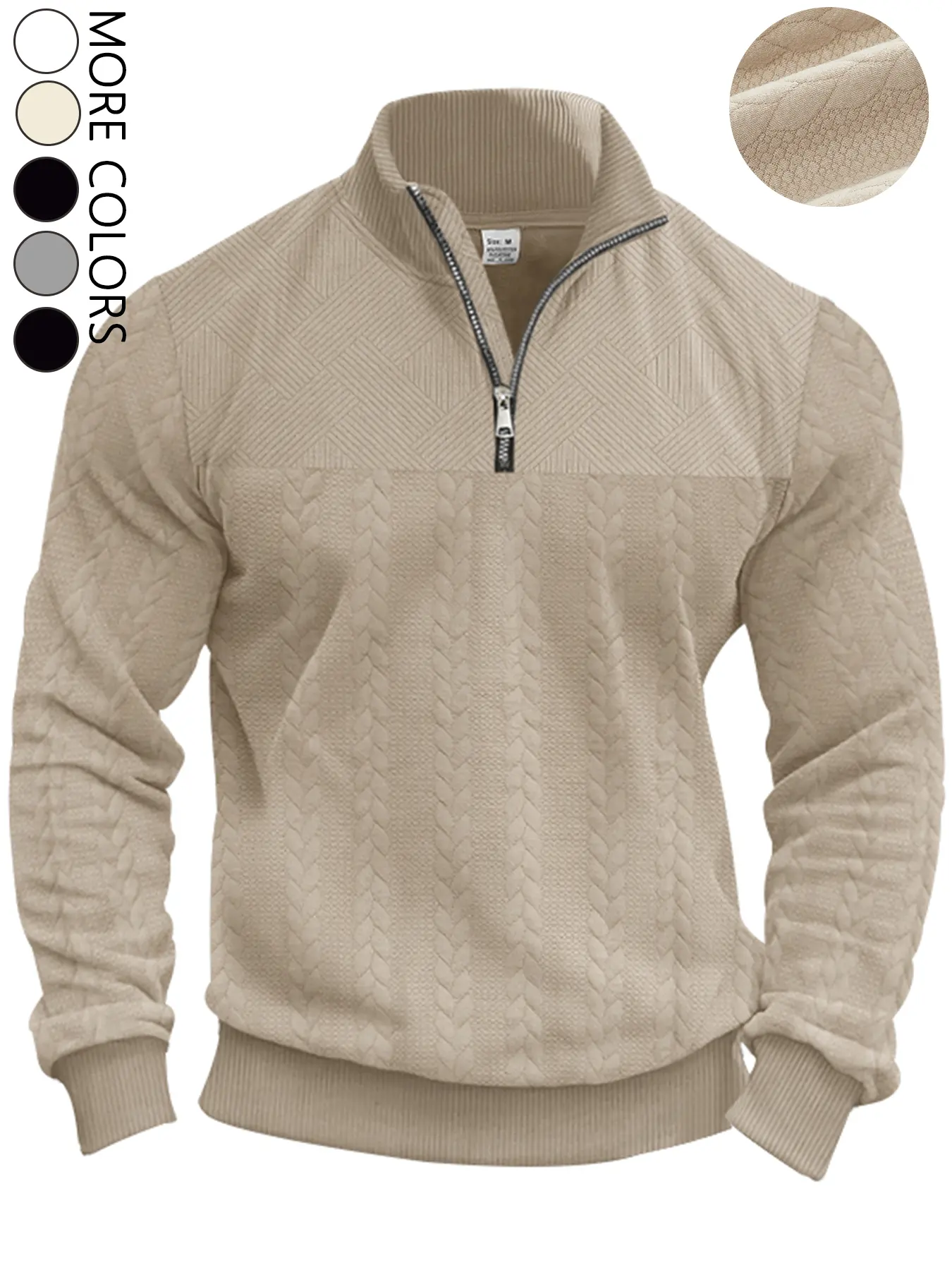 Men's solid color half-zip stand-up collar sweater, regular version of casual long-sleeved pullover, comfortable fabric, warm, suitable wearing in autumn and winter, men's daily outfit.
