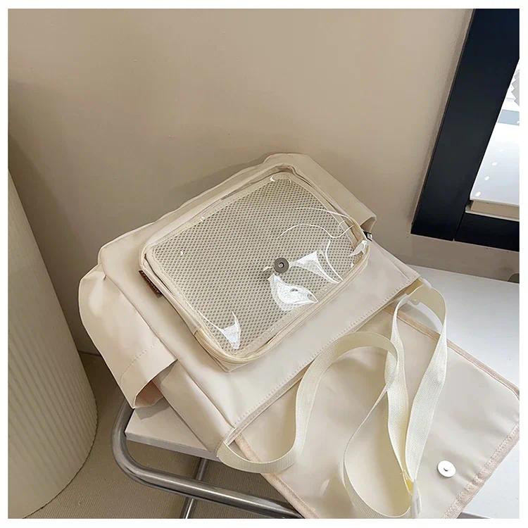 Y2K Japanese Harajuku School Bags for Girls New Transparent Itabag Shoulder Crossbody Bag DIY Badges Display Plate Ita Bag