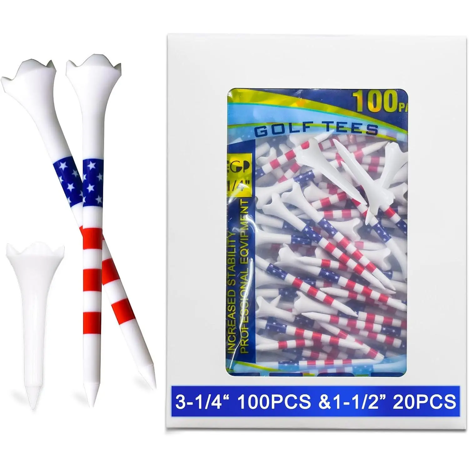 Tees Professional Plastic Tees 3-1/4" & 1-1/2"- 120 Pcs, 4-Prong Tees Plastic, Minimize Friction and Side Spin,Enhanced Durability & Stability, Unbreakable Long Plastic Tees