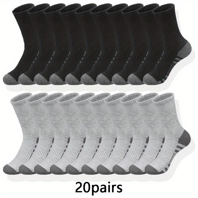 6/10/20/30 Pairs Men's Classic Solid Color Breathable Sweat Absorption Deodorant Casual Daily Outdoor Exercise Fitness Mid-calf Socks SpringStatements