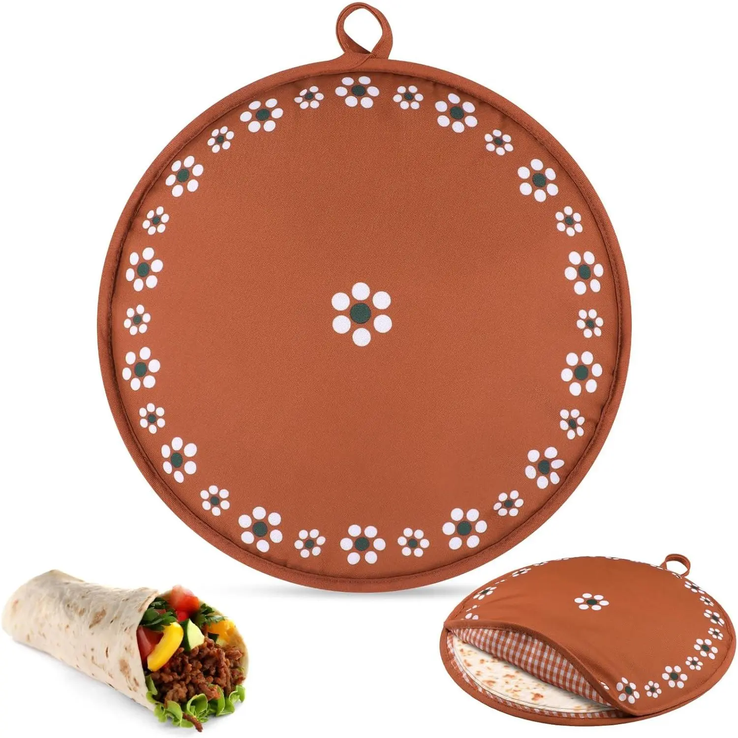 1 count 12 Inch Tortilla Warmer Pouch, Mexican De Barro Talavera Pottery  Microwavable Insulated Cloth Pouch Tortillero Holder for Tortillas, Tacos, Naan, and Pizza Rolls