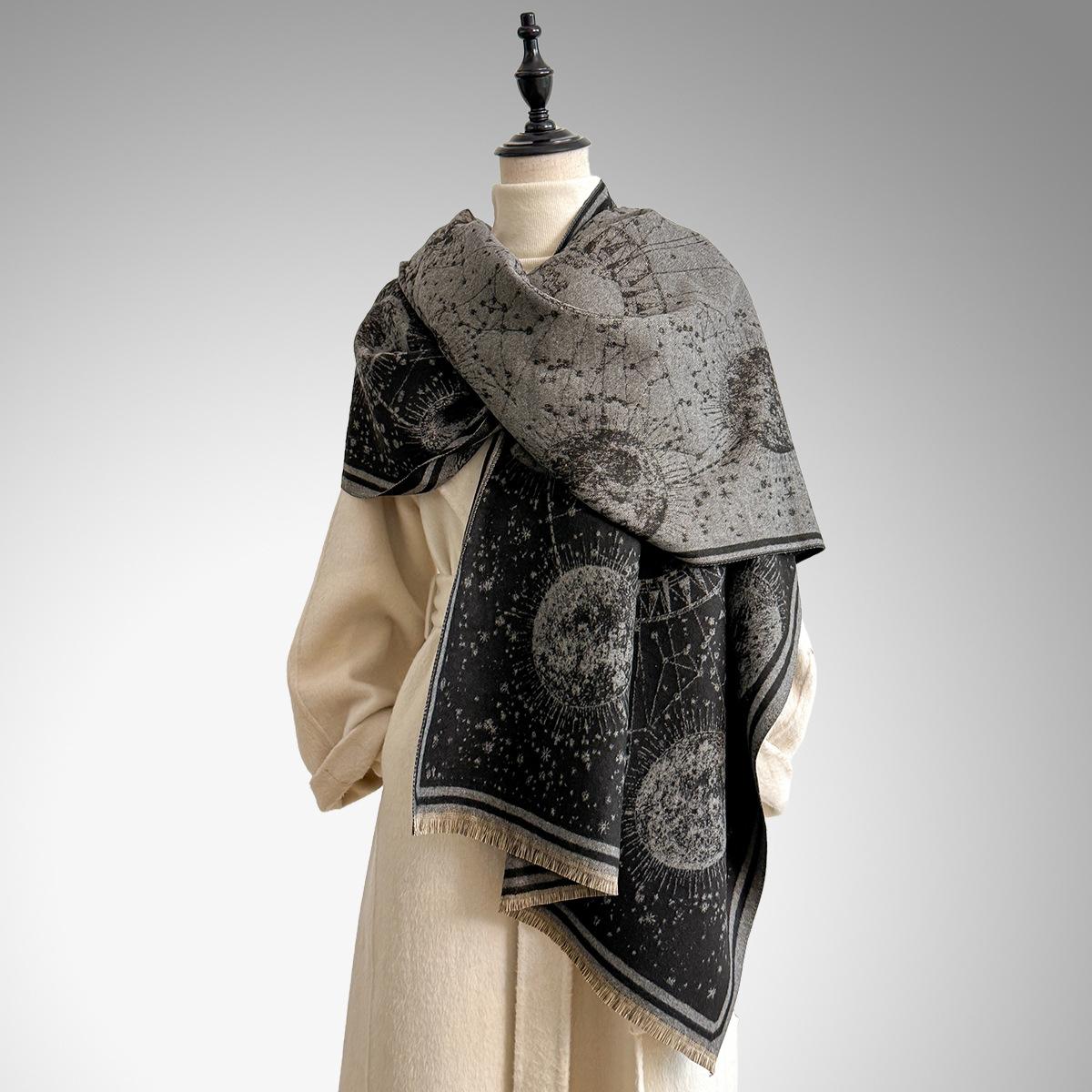 Boho Style Floral & Paisley Embroidery Tassel Decor Shawl, Paisley Print Scarf, Trendy Casual Soft Warm Double Sided Scarf for Fall & Winter, Fashion Accessories for Women & Men