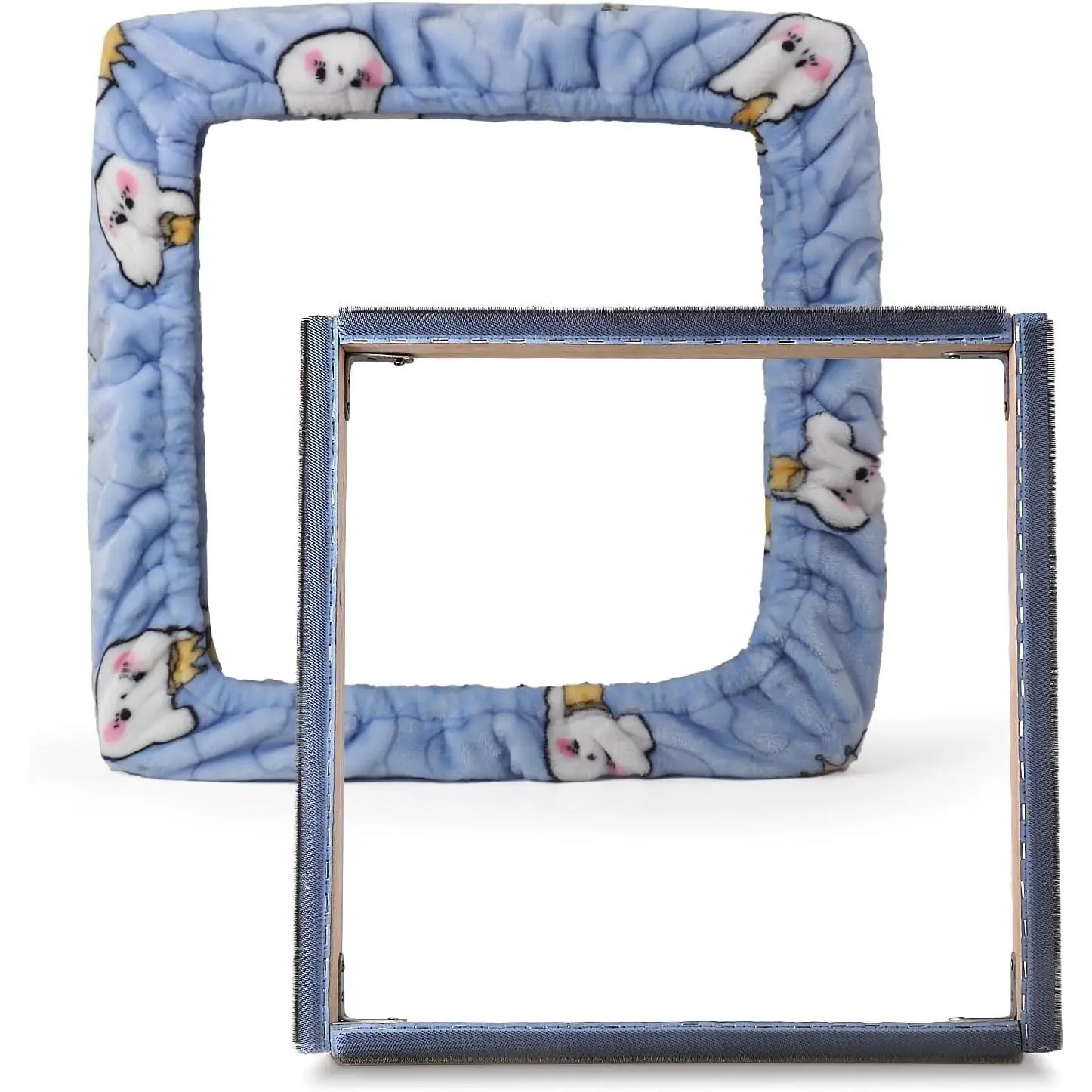 Gripper Strip Frame Punch Needle Frame Rug Hooking with Frame Cover 15.7" x 15.7" (Blue)