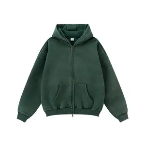 Men´s Hoodies Unisex Oversized Zip-Up Hoodie for Women Plain Acid Wash Long Sleeve Pullover Basic Minimalist Tops Heavyweight Fleeced Cotton Zipper Hoodie Vintage Casual Menswear Sweatshirts