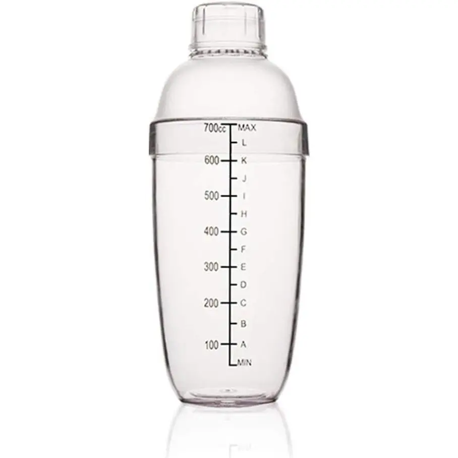 24oz/700cc Transparent Plastic Cocktail Shaker with Scales, Handheld Drink Boba Tea Mixer Cup Bar Tool