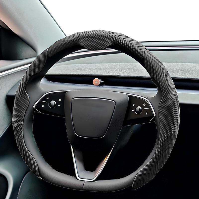 Nappa Leather Car Steering Wheel Cover, Quick Turn Non-Slip Breathable Ultra-Thin Cover, Universal 14.5-15 inch Car Steering Wheel Protector for Men Women, Suitable for Four Seasons, Car Accessories