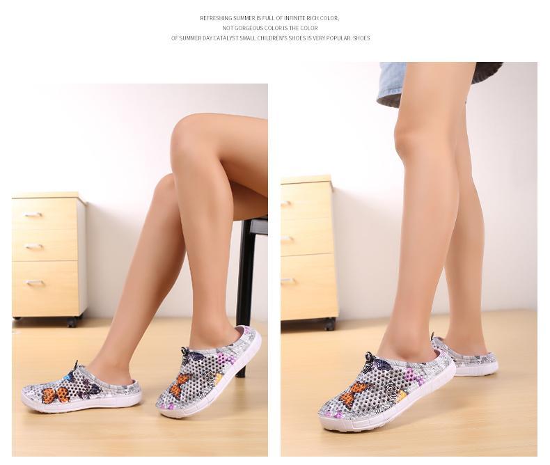 Butterfly Print Mesh Clogs for Women, Breathable Slip On Mules, Lightweight Non Slip Casual Summer Sandals, Cute Comfortable Nursing Shoes for Indoor Outdoor Beach, Trendy Aesthetic Footwear