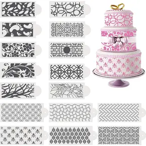 16 Pieces Cake Decoration Stencils Templates Floral Wedding Cake Molds Cookie Fondant Dessert Decorating Supplies Spray Flower Edge Molding Baking Mesh Tool (Classic Style)