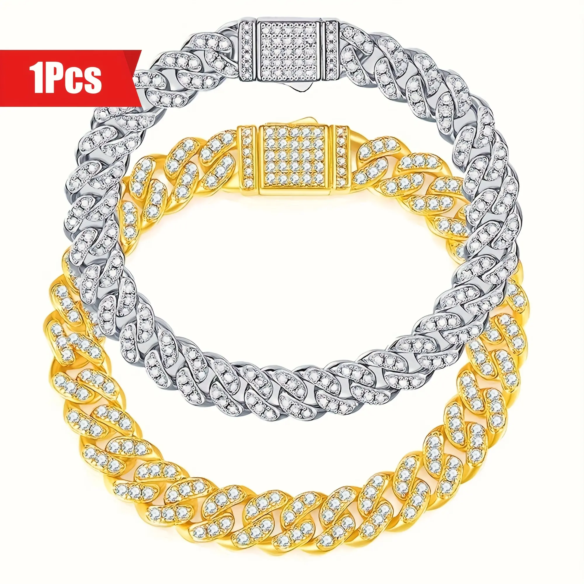 Luxury Moissanite Fashion Bracelet, 925 Sterling Silvery, 0.8cm Width, Stylish Street Style for Daily Wear, Holiday, Party, Special Occasion, Handsome Durable Jewelry
