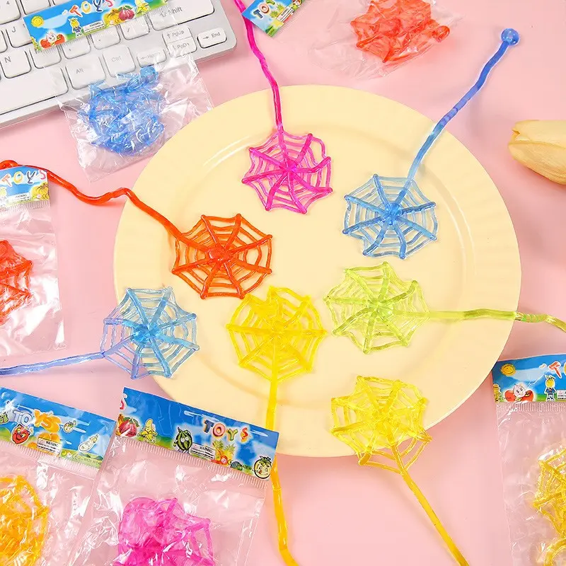 20 Random Color Sticky Spider Web Party Bags, Halloween Gifts, Birthday Presents, Classroom Prizes, Christmas Candy Wrappers, Office Stress Relief