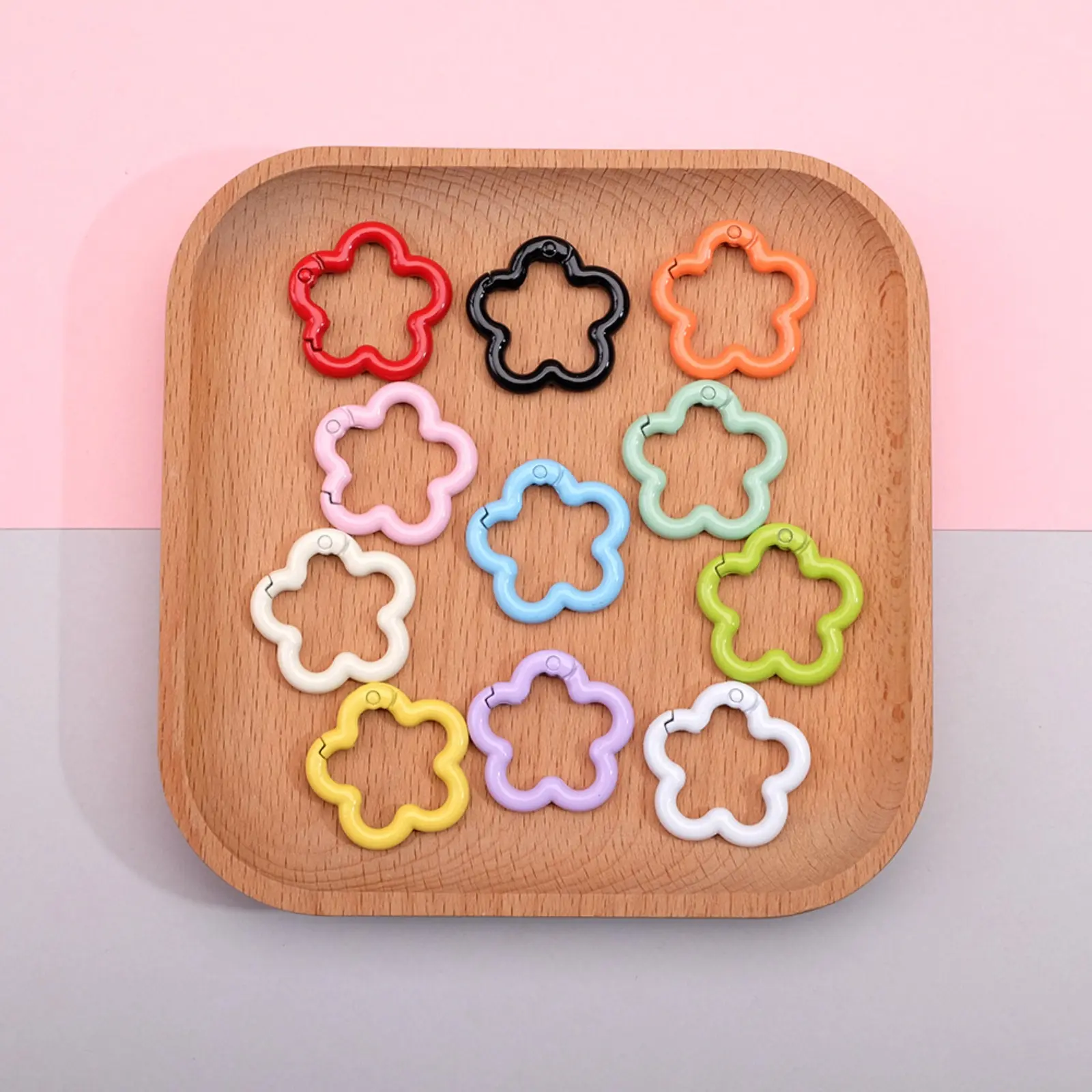 Flower Shape Spring Open Ring, Trendy DIY Handmade Jewelry Supplies, Acrylic Spring Keyring Connector, Lightweight Snap Clasp Accessory, Craft Fittings for Bag Charms, Earphone Case Pendants, Keychain Making