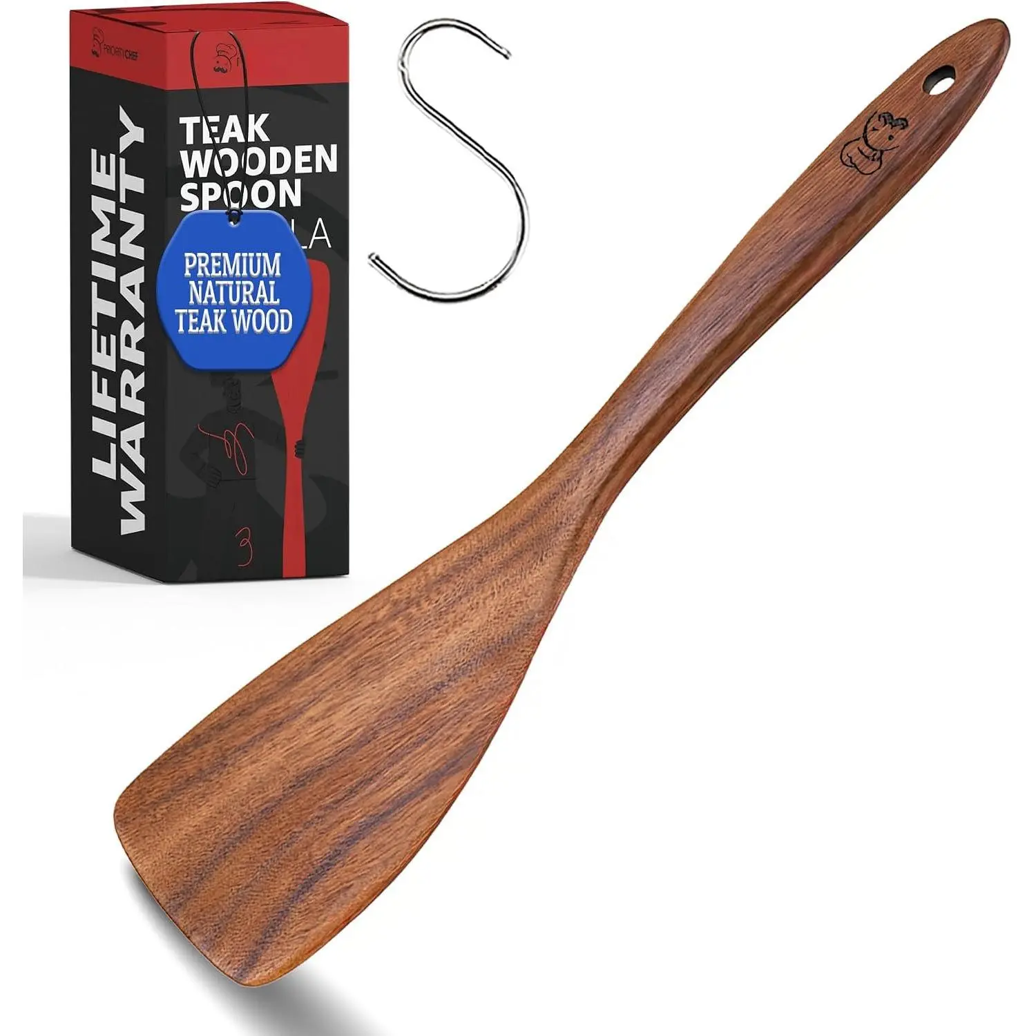 Teak  Spatula for Cooking - Flat Wooden Spatula for Cooking  Nonstick Pans, Stirring & Flipping -  Kitchen Utensil - Wide Wooden Paddle for Baking & Serving