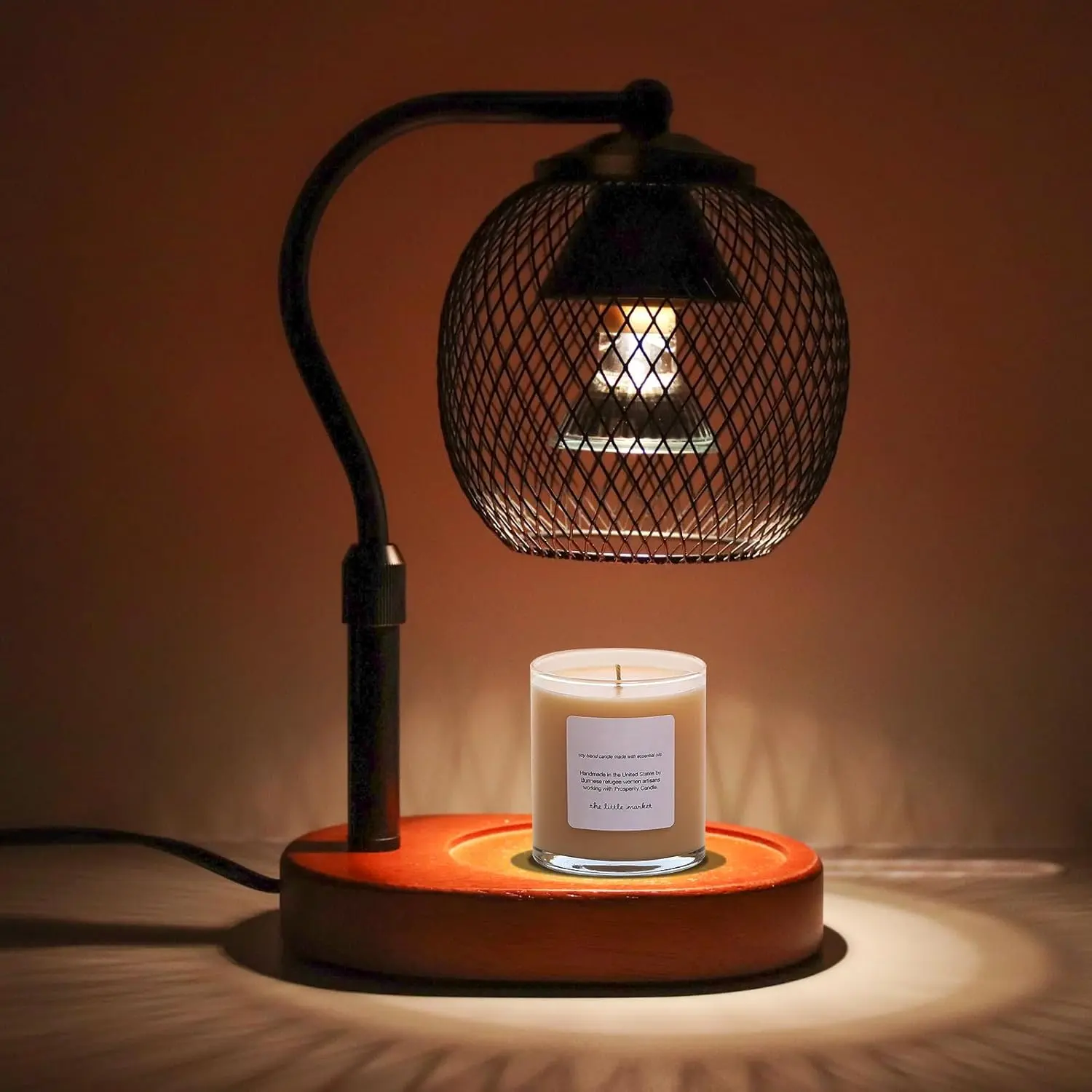 Candle Warmer Lamp with Timer and Dimmable,Height-Adjustable,Black Wax Melt Lamps for Jar Candles,lampara para velas aromaticas, House Warming Gifts, Metal Lampshade with 2 Bulbs