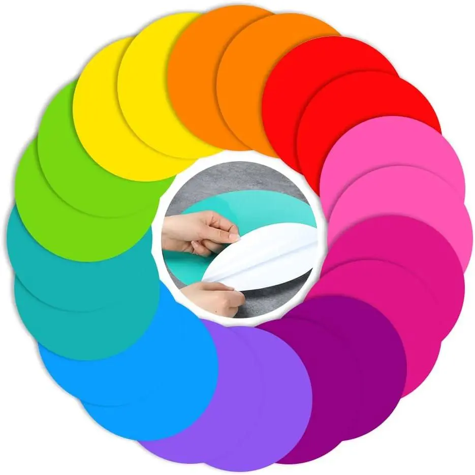 11" Size Vinyl Modern Dry Erase Dots, 20-Count Colorful Removable Adhesive Circle Stickers, Erase Easily for Flat Surfaces, School Classroom Tabletop Use for Teachers Students