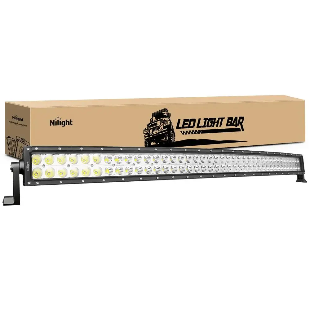 Nilight 42-Inch 240W Double Row Curved Combo Beam LED Light Bar, Offroad Lights, Aluminum Alloy Die-Cast Metal LED Bar for Automotive & Motorcycle Use, Flood + Spot