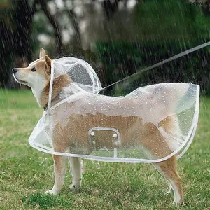 Transparent Waterproof Windproof Dog Raincoat For Large Dogs, Lightweight Clear Pet Rain Jacket Outdoor Walking Protective Pet Clothes With Adjustable Fit