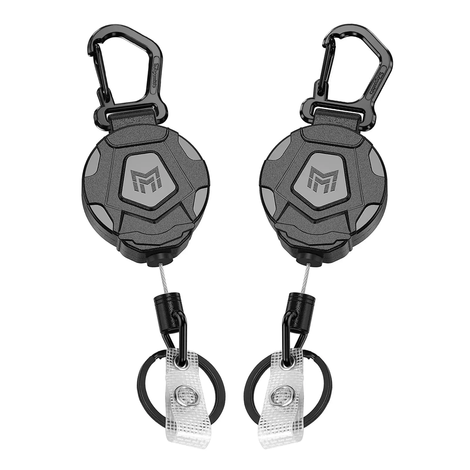 1-Pack Retractable Keychain, Carabiner Badge Holder, Tactical ID Badge Reel Key Chain, 31.5" Steel Cord, 8.0 Oz, Keychain Accessory