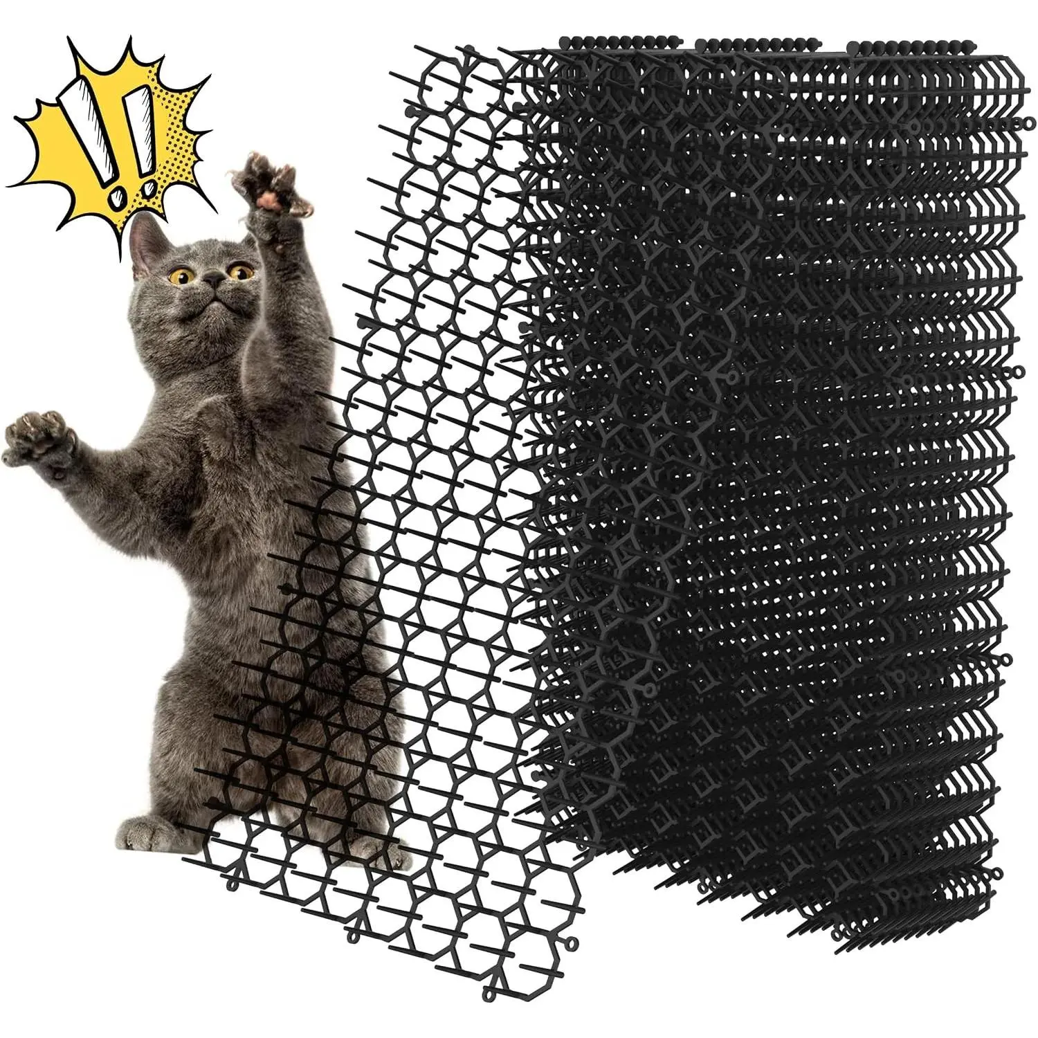 16 x 8 Inch Scat Mat for Cats 10 Pack Scat Mat with Spikes Cat Deterrent Outdoor for Dogs Cat Spike to Keep Other Animals Away from Furniture Plants