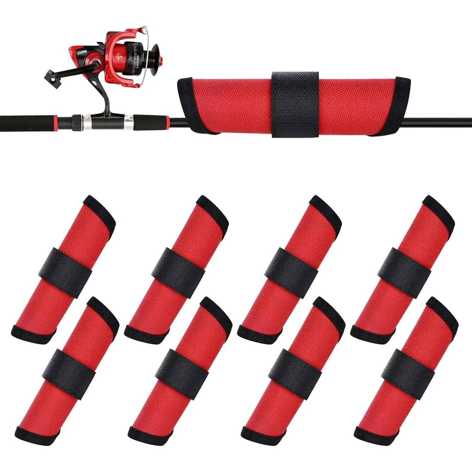 8 Pack Fishing Lure Covers 6" Lure Wraps for Fishing Rod Hook Cover  Storage Protector Easily See  Glove to Keep Fishermen Safe(Red)