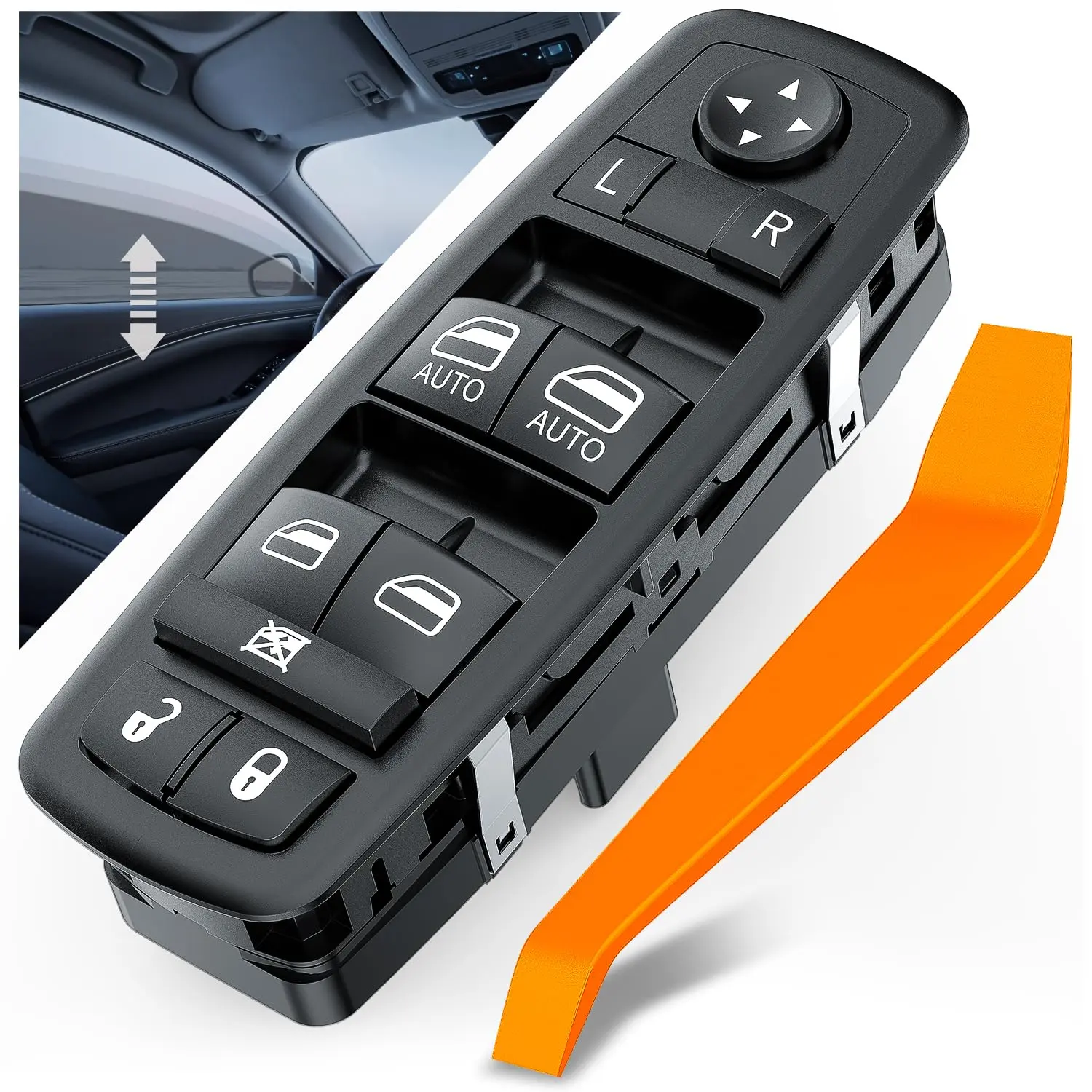 Nilight OE-Like Power Master Door Window Switch - Front Left Driver Side Replacement for 2009-2012 Dodge Ram 1500/2500/3500, 2011-2012 Ram 1500 Car Interior Accessory with 1 Removal Tool
