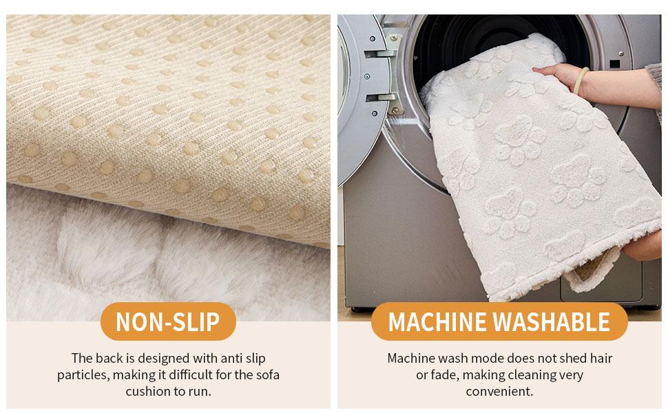 Waterproof Couch Cover for Dogs Washable,Fuzzy Pet Couch Covers for Sofa,Thick Soft Dog Mat Non-Slip Couch Covers for 3 Cushion Couch Sofa Pet Friendly (White, 35x82(1pc))