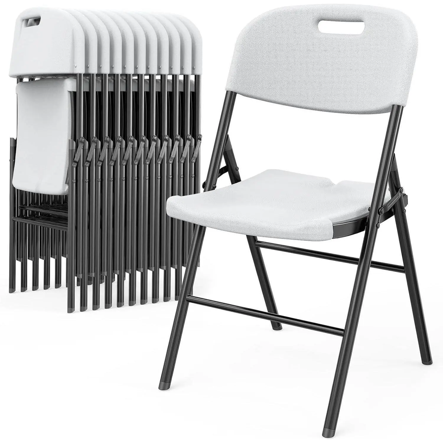 Outvita 4/6/10 Pack Heavy-Duty Foldable Chairs HDPE Plastic Seats with Steel Frame for Indoor Outdoor Dining Parties Weddings Schools 350lbs Capacity