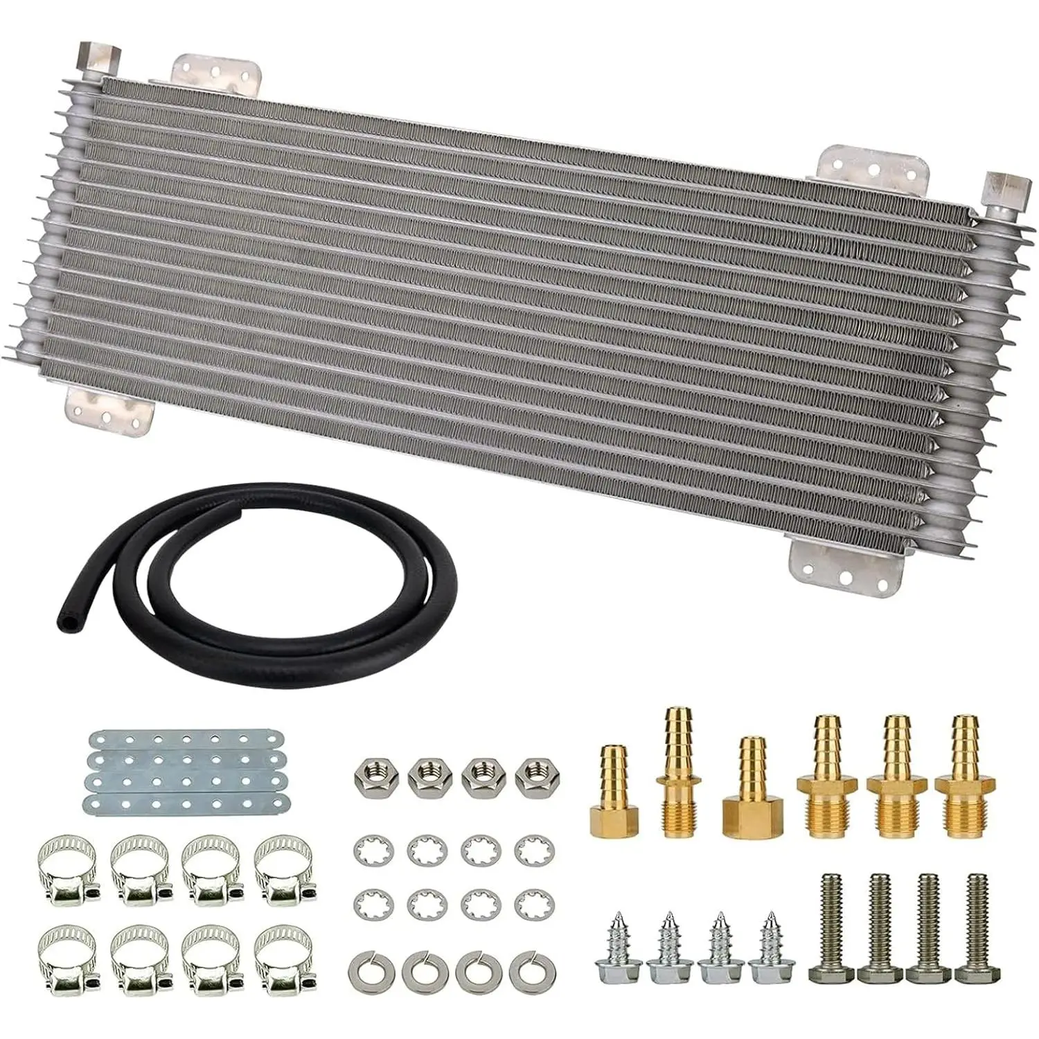 40k transmission oil cooler kit, low pressure drop transmission cooler, compatible with heavy-duty 40,000 GVW vehicles, includes installation accessories