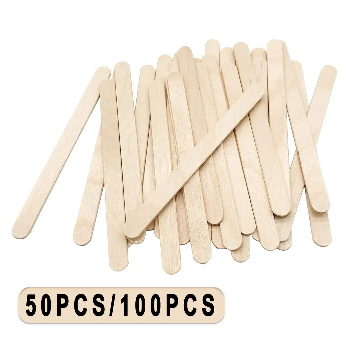 50PCS/100PCS 4.3 Inch Solid Wood Craft Sticks, Natural Wooden Ice Cream Sticks, DIY Craft Popsicle Sticks, Homemade Popsicle Sticks, Wooden Ice Cream Sticks Tongue Depressors, Sticks for Handmade DIY Model Making