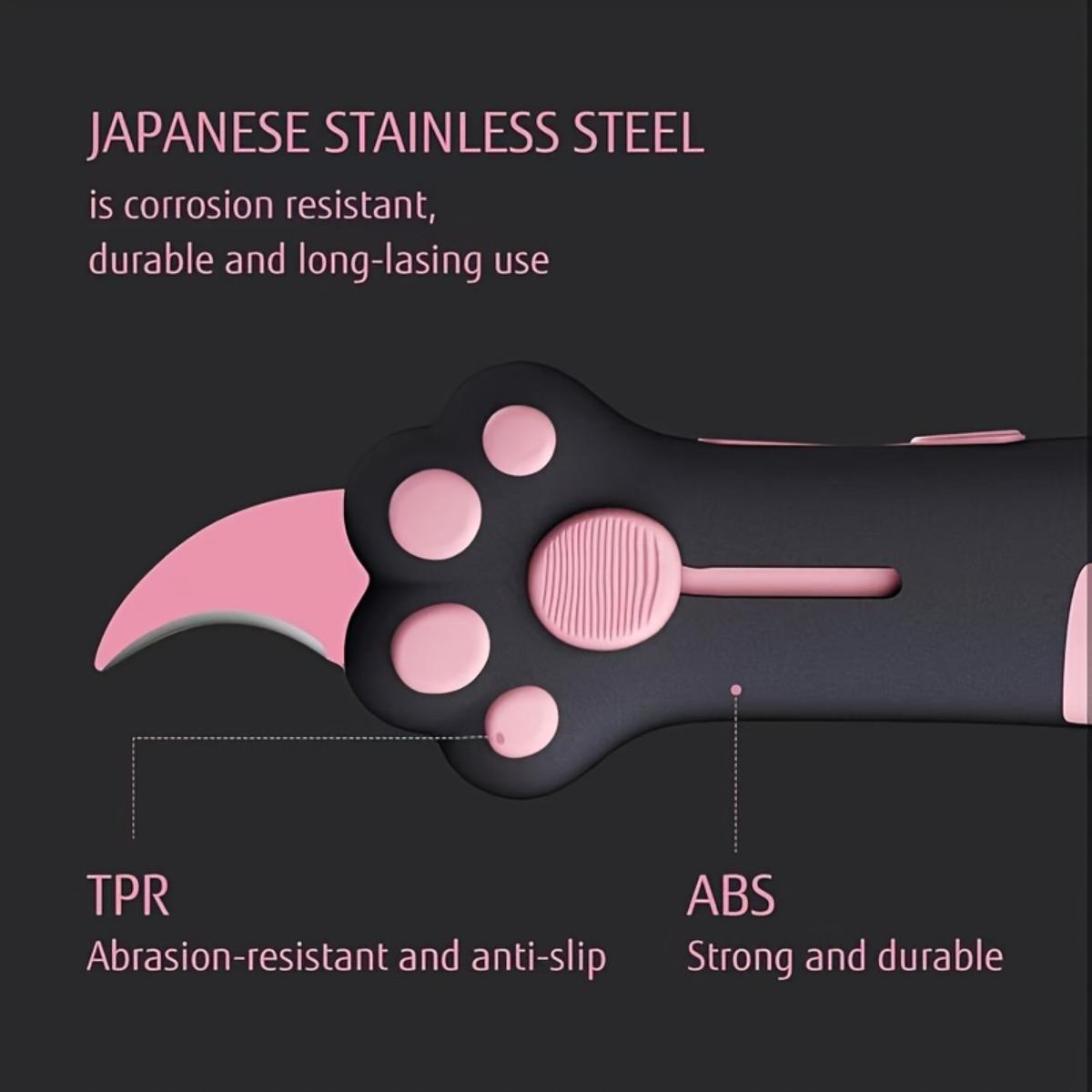 Cat Paw Box Cutter Retractable Utility Knife Cute Aesthetic Office School Supplies Gifts for Women Girls Pink Portable Safety Blade Craft Tool