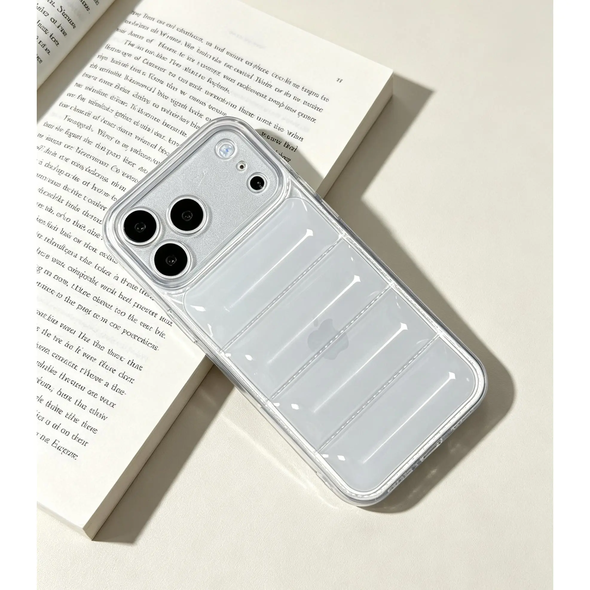 Clear Puffer Phone Case for iPhone 17Promax 16 15 14 13 12 11 Pro Plus, Transparent Down Jacket Design Shockproof Protective Case, Cute Glossy Padded Air Cushion Phone Cover,  Fashion Aesthetic Trendy Winter Phone Case Women Men Gift