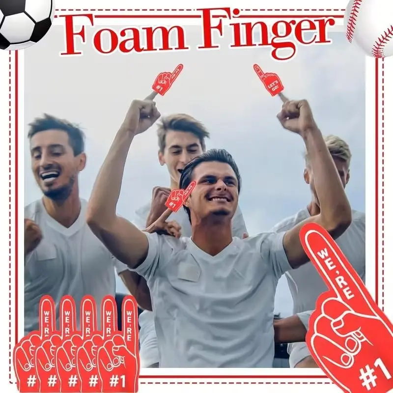 12 Foam Fingers, Mini Foam Fingers, Cheerleading Props, Football Fan Party Supplies, 12.7cm Sports Theme Birthday Party Decorations