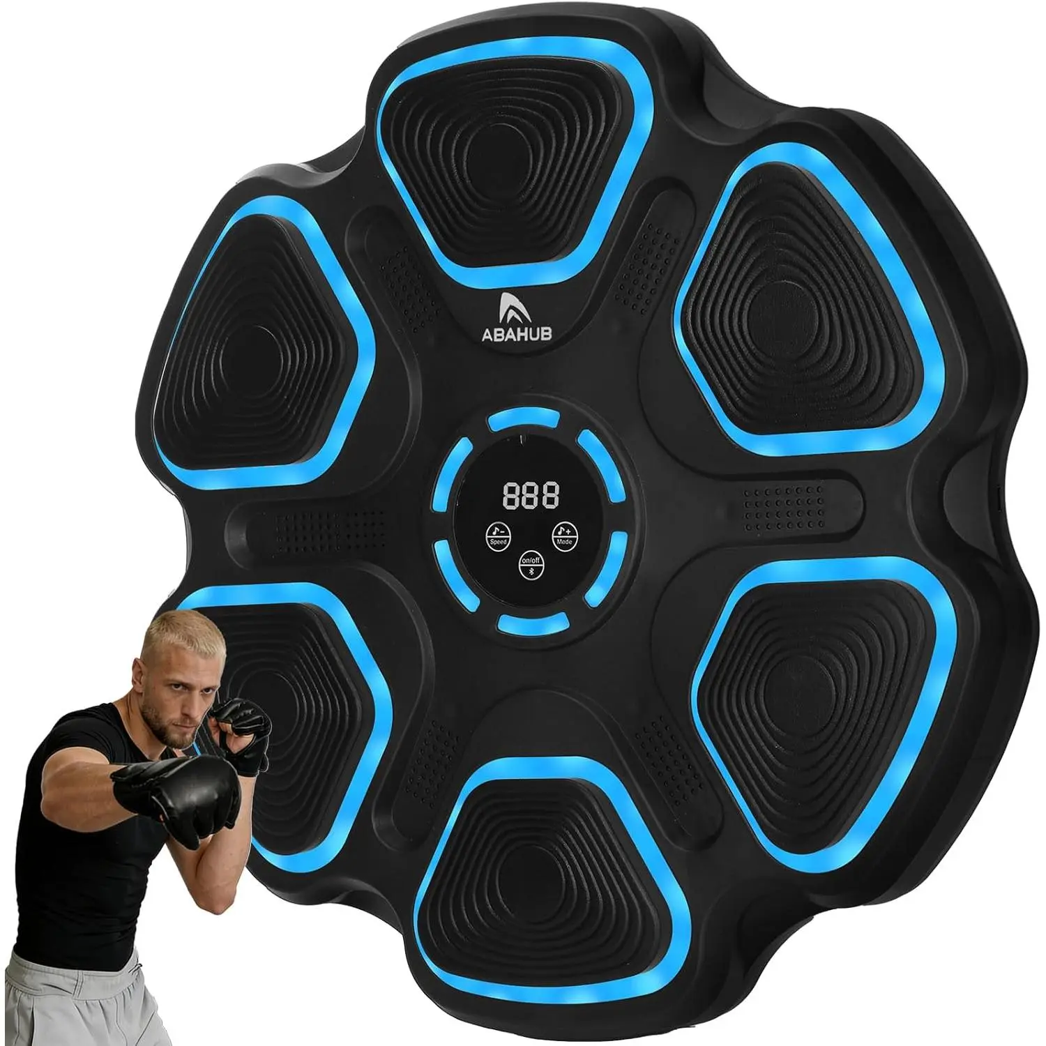Music Boxing Machine, Wall Mounted Interactive Punch Target with Bluetooth Sync, 11 Modes & Punch Sensor - Home Gym Training for Adults & Kids, Includes Gloves