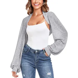 Shrug Long Sleeve Cardigans Irregular Tie Front