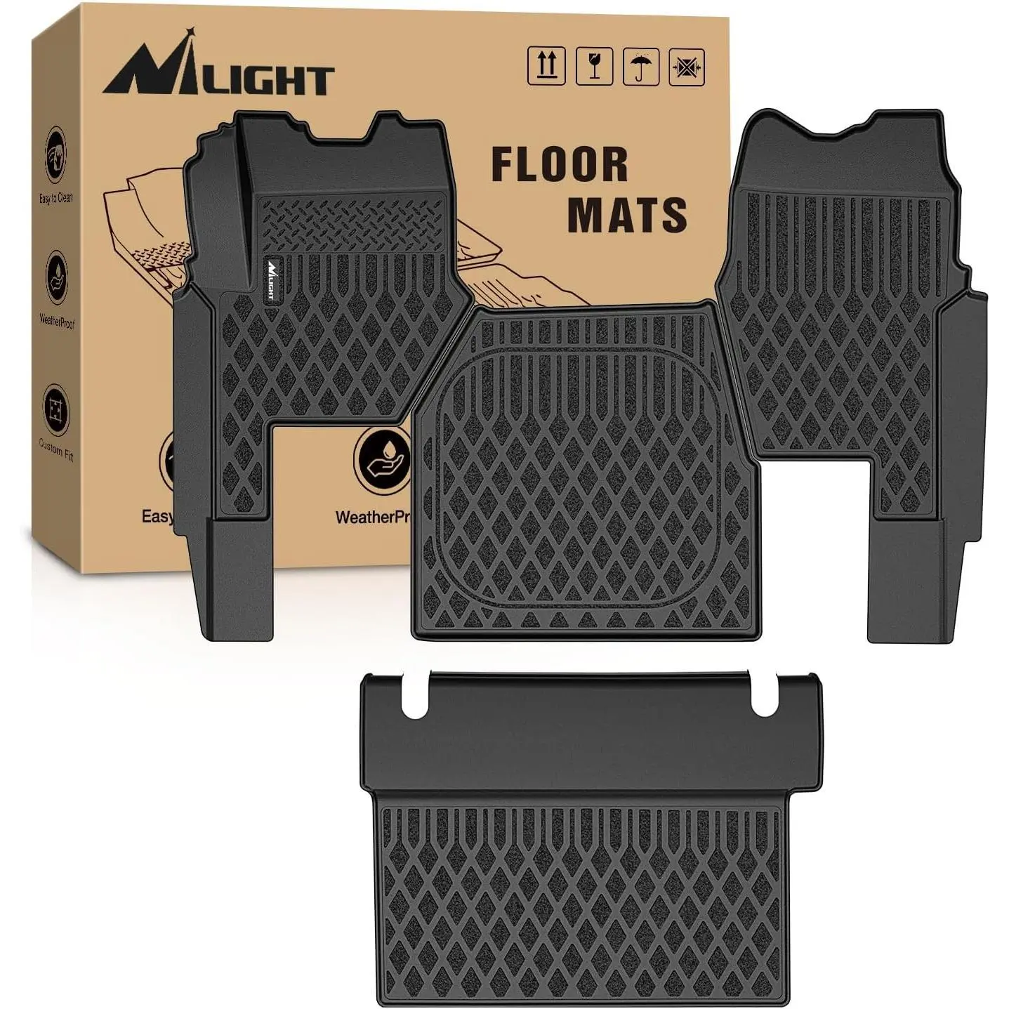 Nilight TPE Floor Mats - Custom Fit Heavy-Duty Floor Liners for Mack Anthem 2018-2025, All-Weather Mat, Automotive Car Interior Accessories, Mat Floor Mats