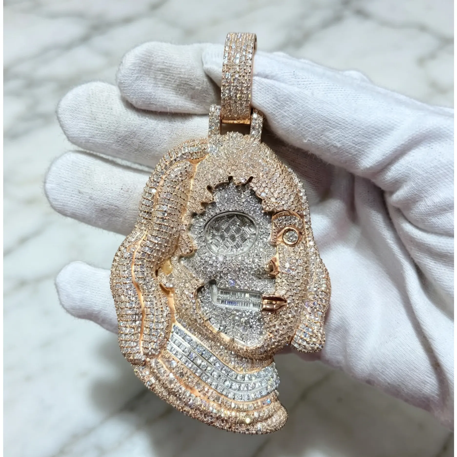 Hip Hop Jewelry Half Skull Half Humanoid Ice Crystal Zircon VVS Franklin Pendant